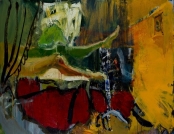 Kelio gydymas_Knee Healing, 50x200 oil, canvas, 2014